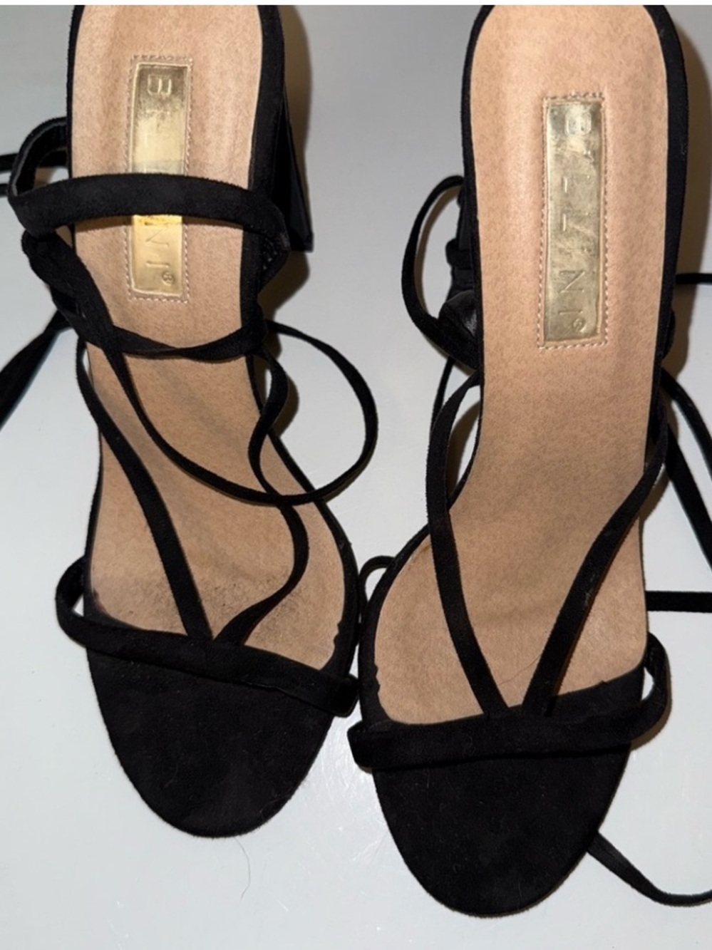 Bellini Black Lace-Up Strappy Heeled Sandals